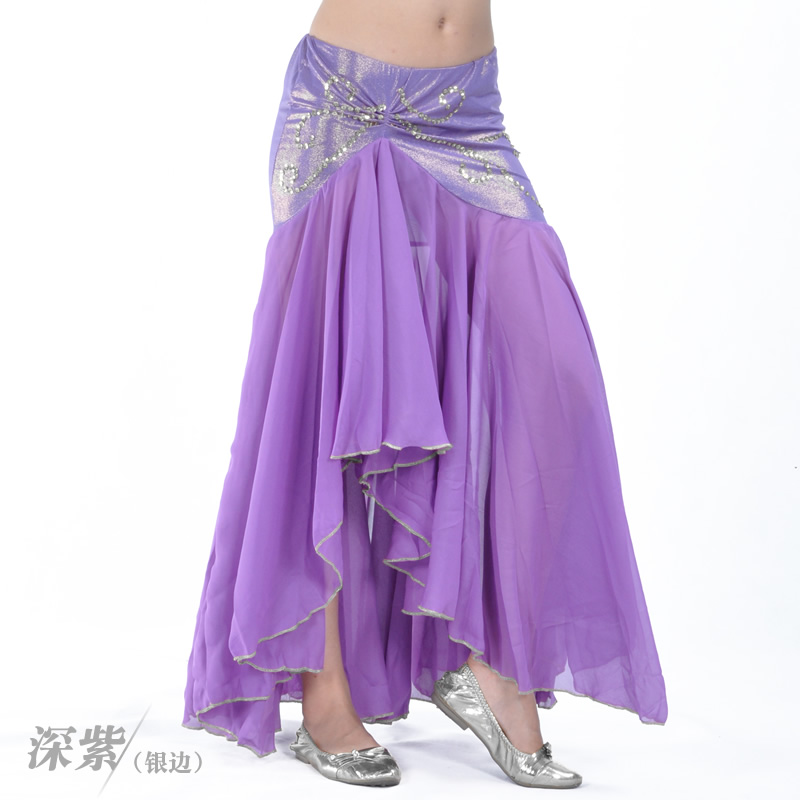 Dancewear chiffon fish tail skirt with gold trim more colors 